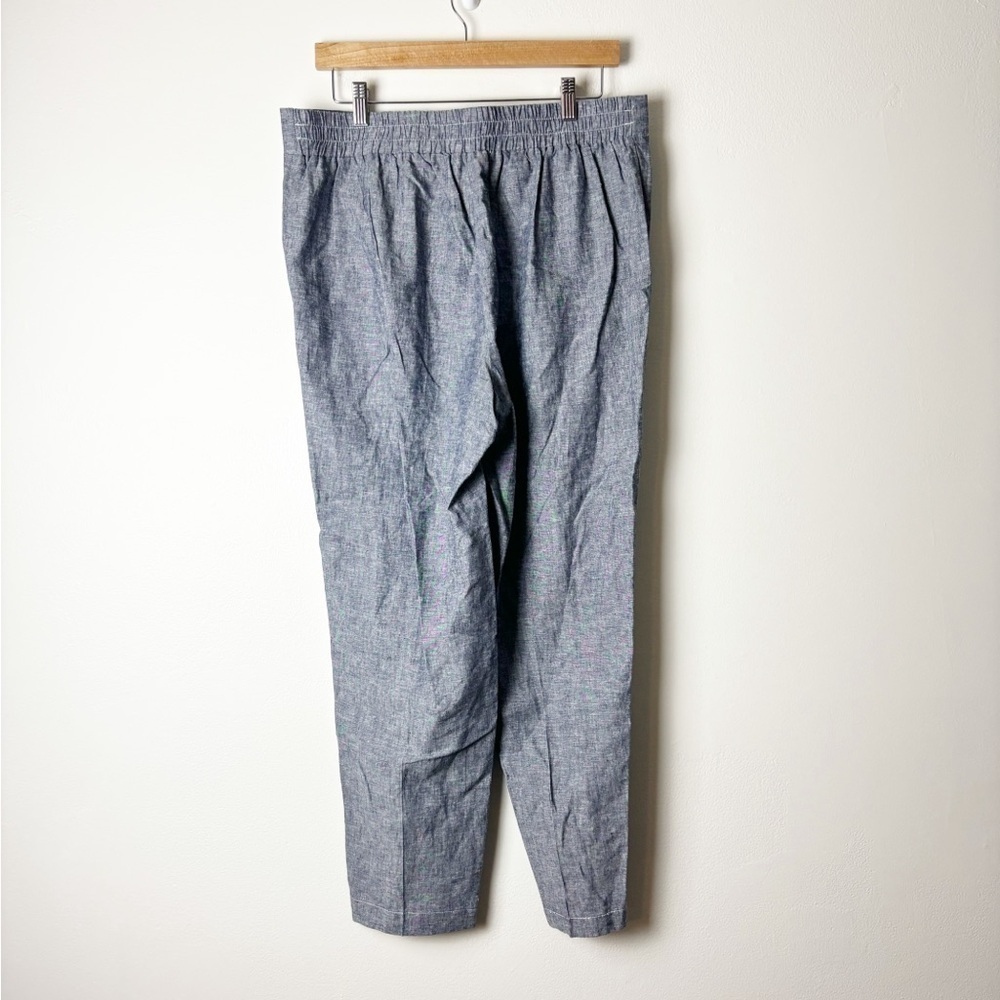 CASSMODE NEW YORK • Women’s Heather Blue Linen Blend Lagenlook Tapered Leg Pants - Picture 2 of 5